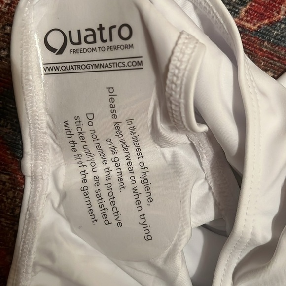 Quatro Womens Leotard White Tan Rhinestone Gymnastics NEW AME adult Medium - Picture 4 of 7